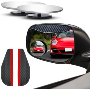 imageEcoNour Blind Spot Car Mirror 2 Pack  Wide Angle for 3x Larger View Universal Rear with Rain Guard Side Adjustable Stick Cars SUVs and Trucks EcoRainVisorCircle With Visor