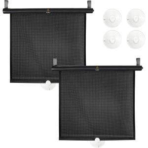imageEcoNour Car Window Covers for Baby 2 Pack  Retractable Car Window Shades for Protecting Kids Passengers ampamp Pets from Harmful Sun Rays  Window Sun Shade for Trucks SUVs  22x24Small