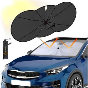 imageEcoNour Car Windshield Sunshade Umbrella  Foldable Car Umbrella Sun Shade Cover  Front Windshield Shade for Heat and UV Rays Protection  240T Polyester Umbrella Sunshade  Large 565quotx305quotSmall