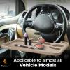imageEcoNour 2 in 1 Car Steering Wheel Desk  Lap Desk for Convenient Working  Bamboo Trays for Eating  Interior Accessories for Truck Drivers  Lightweight Wooden Tray with Easy StorageBeige