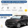 imageEcoNour Car Windshield Sun Shade with Mirror Cut  Sunshade for Car Windshield for SunHeatUV Rays 240T Polyester Windshield Shade Foldable for SUVs Sedans Coupe Hatchbacks  Medium 64quot x 32quotLarge