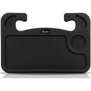 imageEcoNour 2 in 1 Car Steering Wheel Desk  Lap Desk for Convenient Working  Bamboo Trays for Eating  Interior Accessories for Truck Drivers  Lightweight Wooden Tray with Easy StorageBlack