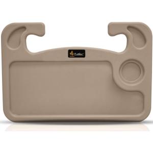 imageEcoNour 2 in 1 Car Steering Wheel Desk  Lap Desk for Convenient Working  Bamboo Trays for Eating  Interior Accessories for Truck Drivers  Lightweight Wooden Tray with Easy StorageBeige