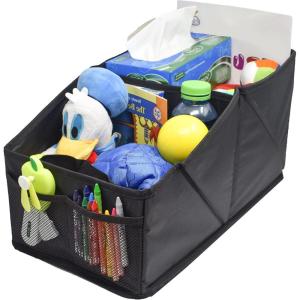 imageEcoNour Car Seat Organizer for Front and Back Seats  Console Storage Box for Kids Accessories  Foldable Design for Easy Carry Handle  8 Auto storage compartment