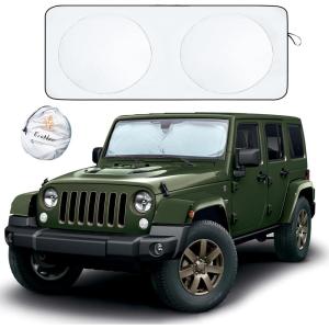 imageEcoNour Car Windshield Sun Shade with Mirror Cut  Sunshade for Car Windshield for SunHeatUV Rays 240T Polyester Windshield Shade Foldable for SUVs Sedans Coupe Hatchbacks  Medium 64quot x 32quotXSmall
