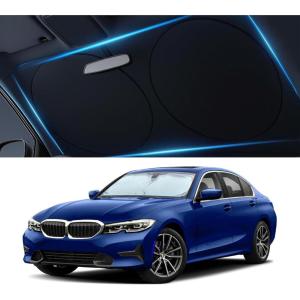 imageEcoNour Car Windshield Sun Shade with Mirror Cut  Sunshade for Car Windshield for SunHeatUV Rays 240T Polyester Windshield Shade Foldable for SUVs Sedans Coupe Hatchbacks  Medium 64quot x 32quotMedium