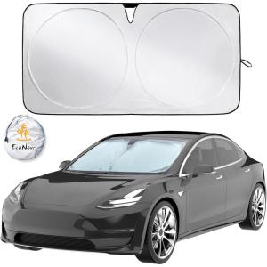 imageEcoNour Car Windshield Sun Shade with Mirror Cut  Sunshade for Car Windshield for SunHeatUV Rays 240T Polyester Windshield Shade Foldable for SUVs Sedans Coupe Hatchbacks  Medium 64quot x 32quotXXLarge