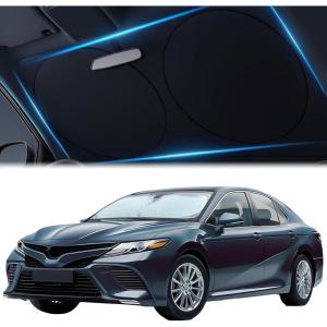 imageEcoNour Car Windshield Sun Shade with Mirror Cut  Sunshade for Car Windshield for SunHeatUV Rays 240T Polyester Windshield Shade Foldable for SUVs Sedans Coupe Hatchbacks  Medium 64quot x 32quotSmall