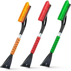 imageEcoNour 17quot Snow Brush ampamp Ice Scraper for Car Windshield  Automotive Snow Brush with Ergonomic Foam Grip  HeavyDuty Winter Car Accessories  Ideal for Effortless Snow Removal in CarsOrange  Red  Green