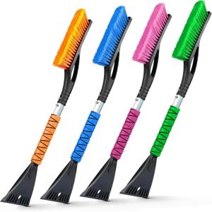 imageEcoNour 17quot Snow Brush ampamp Ice Scraper for Car Windshield  Automotive Snow Brush with Ergonomic Foam Grip  HeavyDuty Winter Car Accessories  Ideal for Effortless Snow Removal in CarsOrange  Pink  Green  Blue