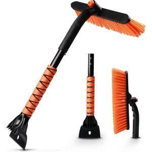 imageEcoNour 27quot 3 in 1 Snow Brush with ice Scraper for car Windshield and Window  360 Aluminum Rotatable Snow Brush for car  Winter Snow Removal Tools with Detachable Foam Grip  Winter Car Accessories