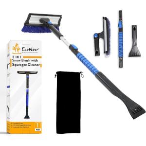 imageEcoNour 36quot Snow Brush and Ice Scraper with 270 Pivoting Squeegee  Extendable Aluminum Handle  Ice Scraper for Cars ampamp Trucks  Winter Car Accessories