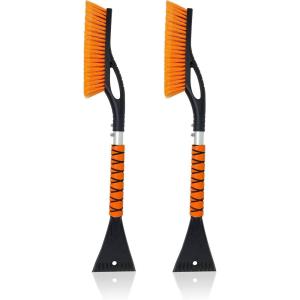imageEcoNour 43quot Ice Scrapers for Car Windshield Extendable  3 Parts Detachable Telescopic Snow Brush for Car Trucks SUV  Long Snow Scraper with Brush  Car Winter Accessories 2 PackOrange  Orange