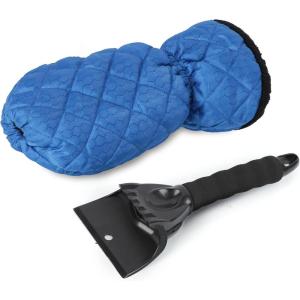 imageEcoNour Ice Scraper Mitt for Car Windshield 2 Pack  Waterproof Warm Glove with Thick Fleece Lining  Windshield Scraper for Ice and Snow with Foam Grip ScratchFree  Detachable CleanBlue