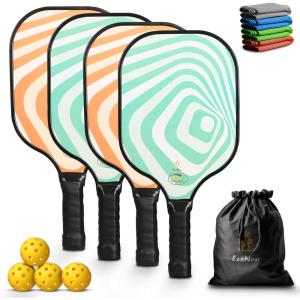 imageEcoNour Pickleball Paddles Set of 24  USAPA Approved Fiberglass Surface Pickleball Set with 4 Pickleballs  2 Cooling Towels and Pickleball Racket Storage BagDual Tone 4 Pack
