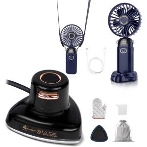 imageEcoNour Portable Travel Steamer for Clothes Black  EcoNour Portable Rechargeable Handheld Fan