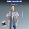 imageEcoNour Disposable Family Pack Rain Poncho  Adult  Transparent ampamp Emergency Rain Ponchos  Lightweight Hooded RaincoatTransparent Pack of 50