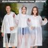 imageEcoNour Reusable Clear EVA Adult Rain Poncho 2Pack  Emergency Hooded Ponchos for Adults  Perfect for Disney WorldWhite