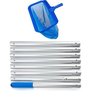 imageEcoNour Pool Skimmer Net 105 Foot Adjustable Aluminum Telescopic Swimming Pool Pole  Pool nets for Cleaning Leaves with deep rake net  8 Way Adjustable Clipon Design