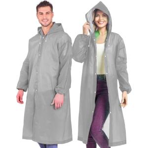 imageEcoNour Reusable Clear EVA Adult Rain Poncho 2Pack  Emergency Hooded Ponchos for Adults  Perfect for Disney WorldGrey