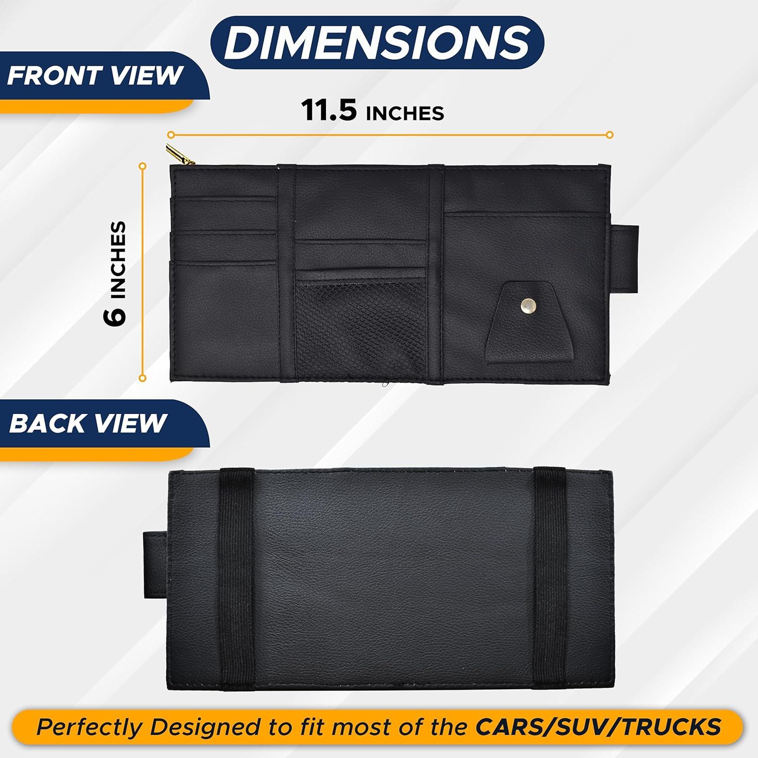 imageEcoNour Car Sun Visor Organizer Black  Storage Pouch Holder with MultiPocket Net Zipper  Sun Visor Organizer for Sunglass Coin Cash Pen  Auto Interior Accessories for Car Truck ampamp SUVBlack Organizer