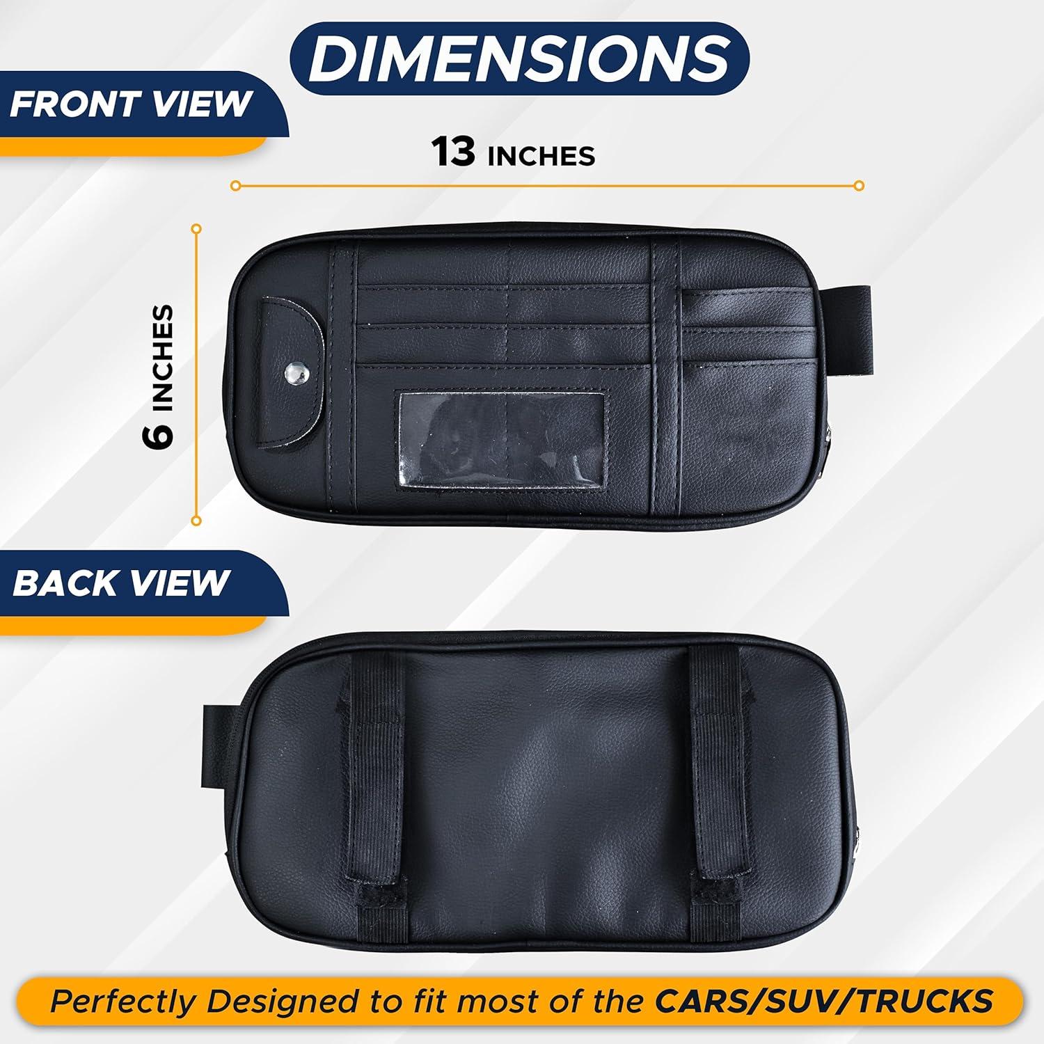 imageEcoNour Car Sun Visor Organizer Black  Storage Pouch Holder with MultiPocket Net Zipper  Sun Visor Organizer for Sunglass Coin Cash Pen  Auto Interior Accessories for Car Truck ampamp SUVBlackMulti Organizer