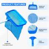 imageEcoNour 105 Foot Adjustable Aluminum Telescopic Swimming Pool Pole  8 Way Adjustable Clipon Design Universal Compatible Pool Skimmer Pole Connect Skimmer Nets Rakes Brushes Vacuum HeadsBlue Skimmer Net