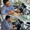 imageEcoNour 2 in 1 Car Steering Wheel Desk  Dark Grey Food Tray  Multipurpose Car Steering Wheel Desk Tray