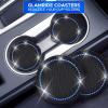 imageEcoNour Car Cup Coasters  Blue 2 Pack  AntiSlip Coasters for Cup Holders  Classy ampamp Elegant Rhinestone Interior Accessories for WomenBlackblue