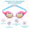 imageEcoNour Kids 2Pack Swimming Goggles with AntiFog ampamp UV Protection  Pink Waterproof Silicone Cap with Ear Plugs ampamp Nose Clips Ages 312
