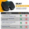 imageEcoNour Thick Memory Foam Gel Seat Cushion Black  Office Chair Cushion for Sciatica Tailbone and Lower Back pain  Orthopedic cushion for Tail bone AntiSlip Support Pillow For Seniors and DriverCharcoal Black