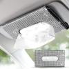 imageEcoNour Bling Car Crystal Glitter Paper Towel Holder  PU Leather Case  Mask ampamp Tissue Dispenser Bling Accessories for Women  Sun Visor Organizer with Tissue HolderSilver