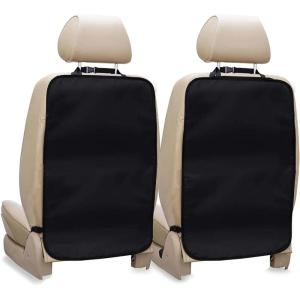 imageEcoNour 2 Pack Back Seat Protector for Kids Feet  Premium Waterproof Kick Mats with 2 Pocket Organizer  Backseat Cover for Vehicles to Protect from Dirt Mud ampamp Scratches  Travel AccessoriesBlack  Large Back Seat Protector
