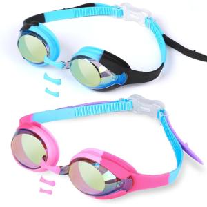 imageEcoNour 2 Pack Kids Swim Goggles for Children Boys Girls ampamp Toddler Age 312  AntiFog UV Protection Goggles for SwimmingBlue  Pink