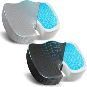 imageEcoNour Gel Seat Cushion  Office Chair Cushions for Sciatica ampamp Tailbone Pain Relief  Coccyx Memory Foam Desk Chair Support ampamp Car Seat Cushion  Back Pain Relief Pillow for Long SittingBlack  Grey