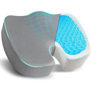 imageEcoNour Gel Seat Cushion  Office Chair Cushions for Sciatica ampamp Tailbone Pain Relief  Coccyx Memory Foam Desk Chair Support ampamp Car Seat Cushion  Back Pain Relief Pillow for Long SittingGrey