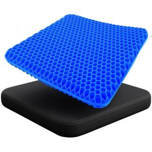 imageEcoNour Gel Seat Cushion for Long Sitting Large ampamp Thick  Pressure Relief Honeycomb Cushion for Back Sciatica Coccyx Hip ampamp Tailbone Pain  Cushion for Office Chair pad Wheelchair ampamp CarBlue