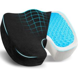imageEcoNour Thick Memory Foam Gel Seat Cushion Black  Office Chair Cushion for Sciatica Tailbone and Lower Back pain  Orthopedic cushion for Tail bone AntiSlip Support Pillow For Seniors and DriverBlack