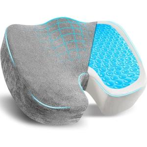 imageEcoNour Thick Memory Foam Gel Seat Cushion Black  Office Chair Cushion for Sciatica Tailbone and Lower Back pain  Orthopedic cushion for Tail bone AntiSlip Support Pillow For Seniors and DriverGrey