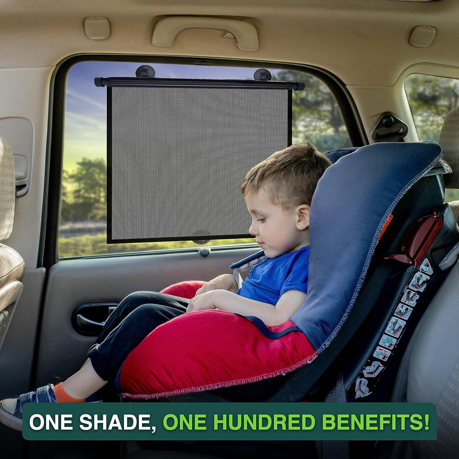 imageBaby Car Window Shades Upgraded 2 Pack  Roller Sunshade for Kids  Side Window Sun Shades for UV and Sun Protection  Window Shade for Baby in Car 15quotx17quot