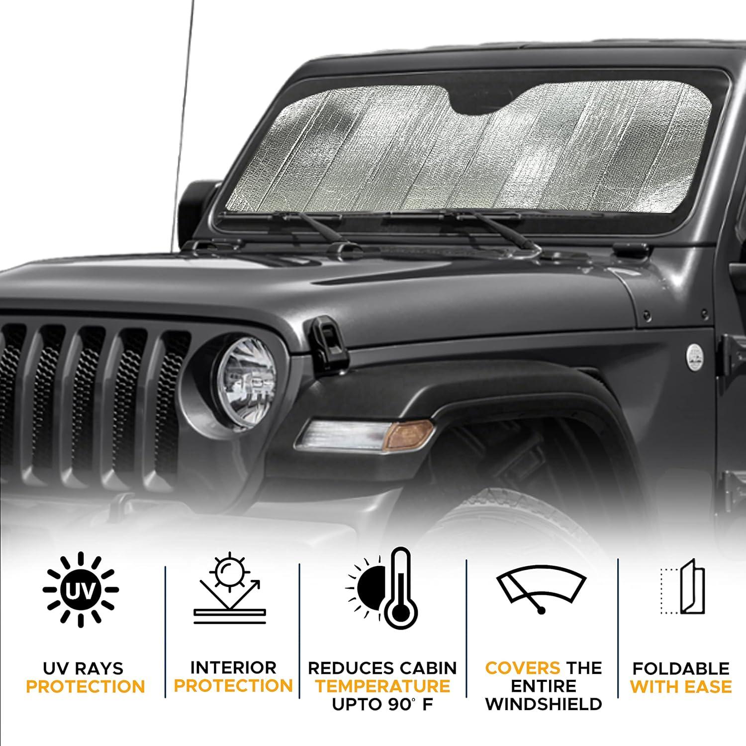 imageEcoNour Accordion Car Windshield Sun Shade American Flag Design  Reflective Car Window Shades for UV Protection ampamp Heat Block  Foldable Sun Shield for Front Window  58 x 275 InchesSilver