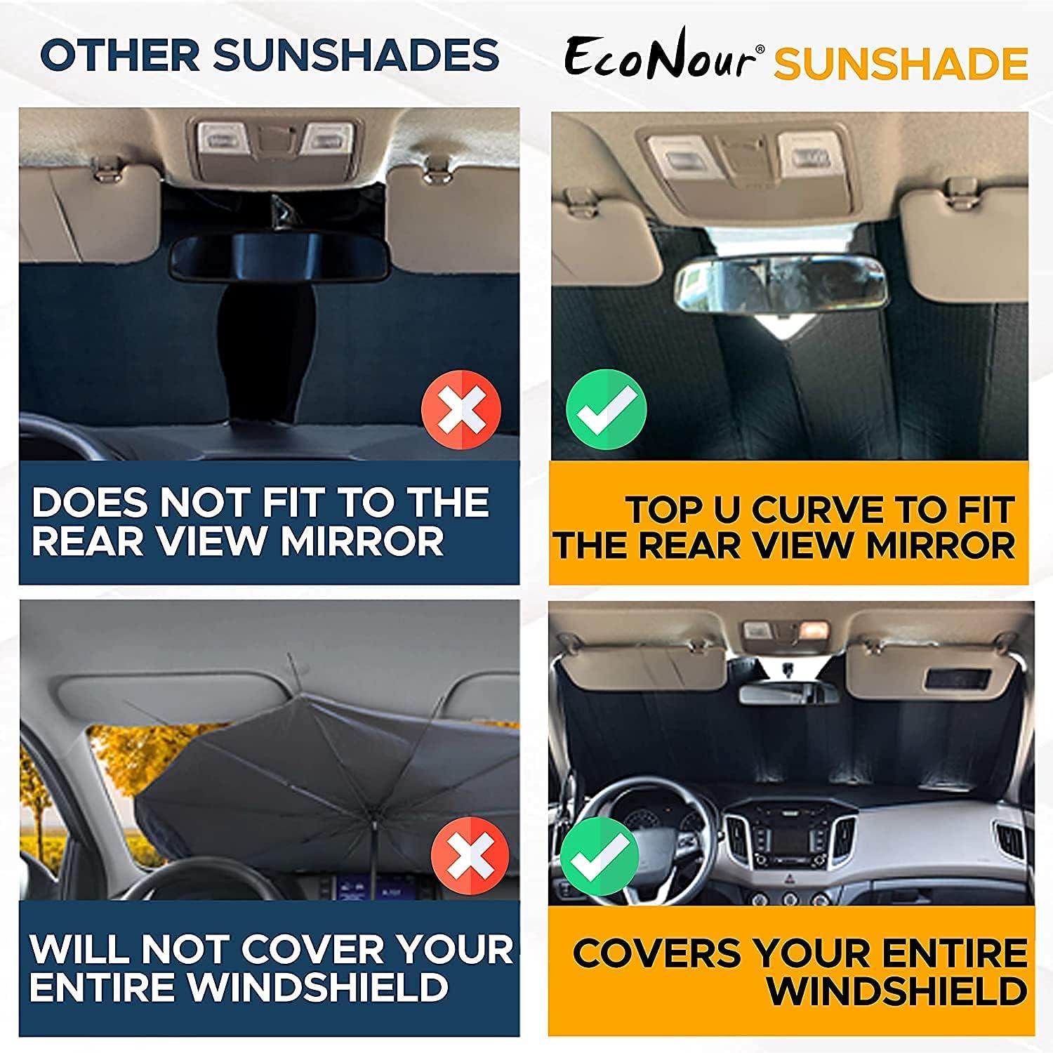 imageEcoNour Accordion Car Windshield Sun Shade American Flag Design  Reflective Car Window Shades for UV Protection ampamp Heat Block  Foldable Sun Shield for Front Window  58 x 275 InchesSilver