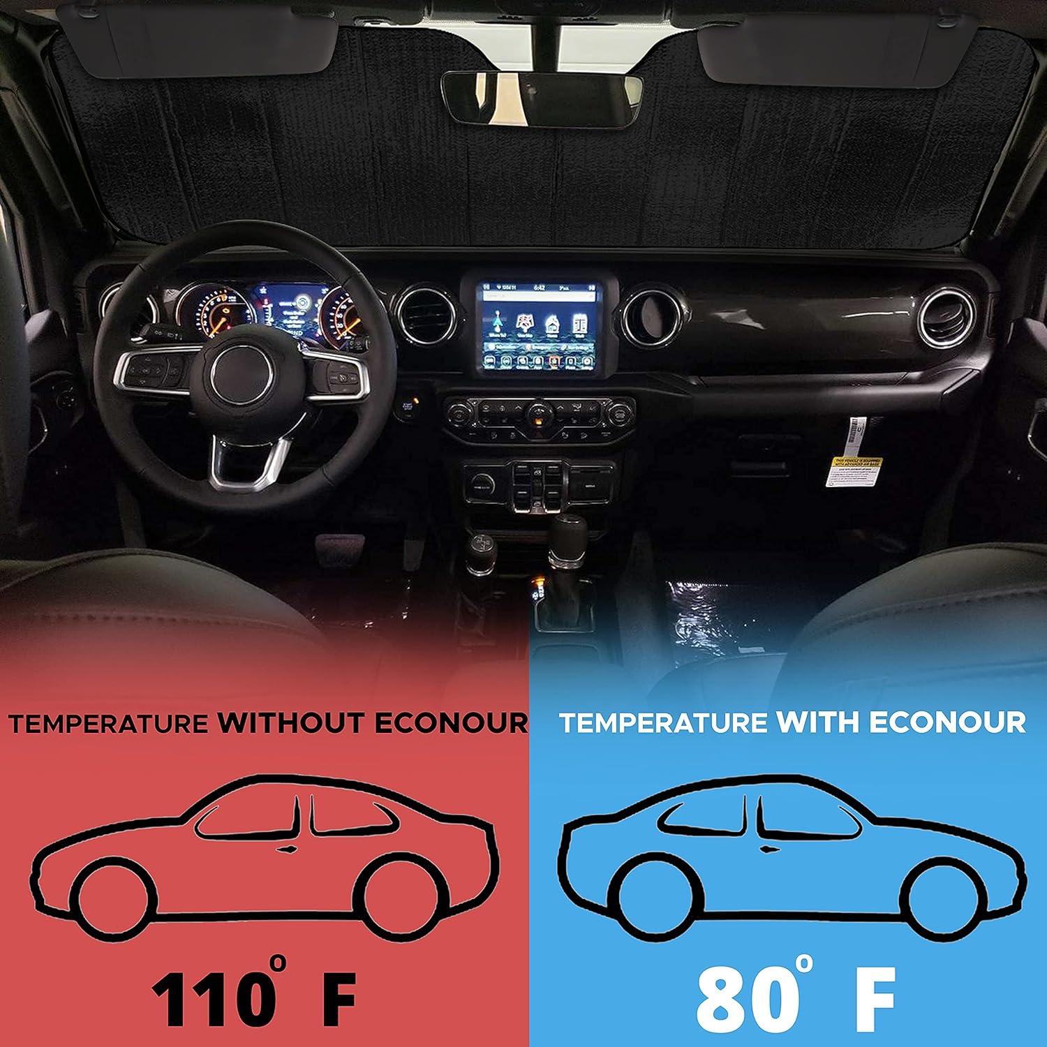imageEcoNour Accordion Car Windshield Sun Shade American Flag Design  Reflective Car Window Shades for UV Protection ampamp Heat Block  Foldable Sun Shield for Front Window  58 x 275 InchesSilver