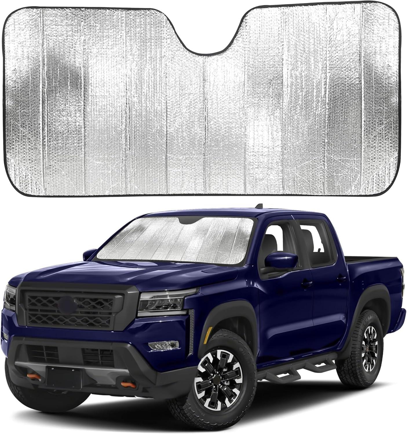 imageEcoNour Accordion Car Windshield Sun Shade American Flag Design  Reflective Car Window Shades for UV Protection ampamp Heat Block  Foldable Sun Shield for Front Window  58 x 275 InchesSilver