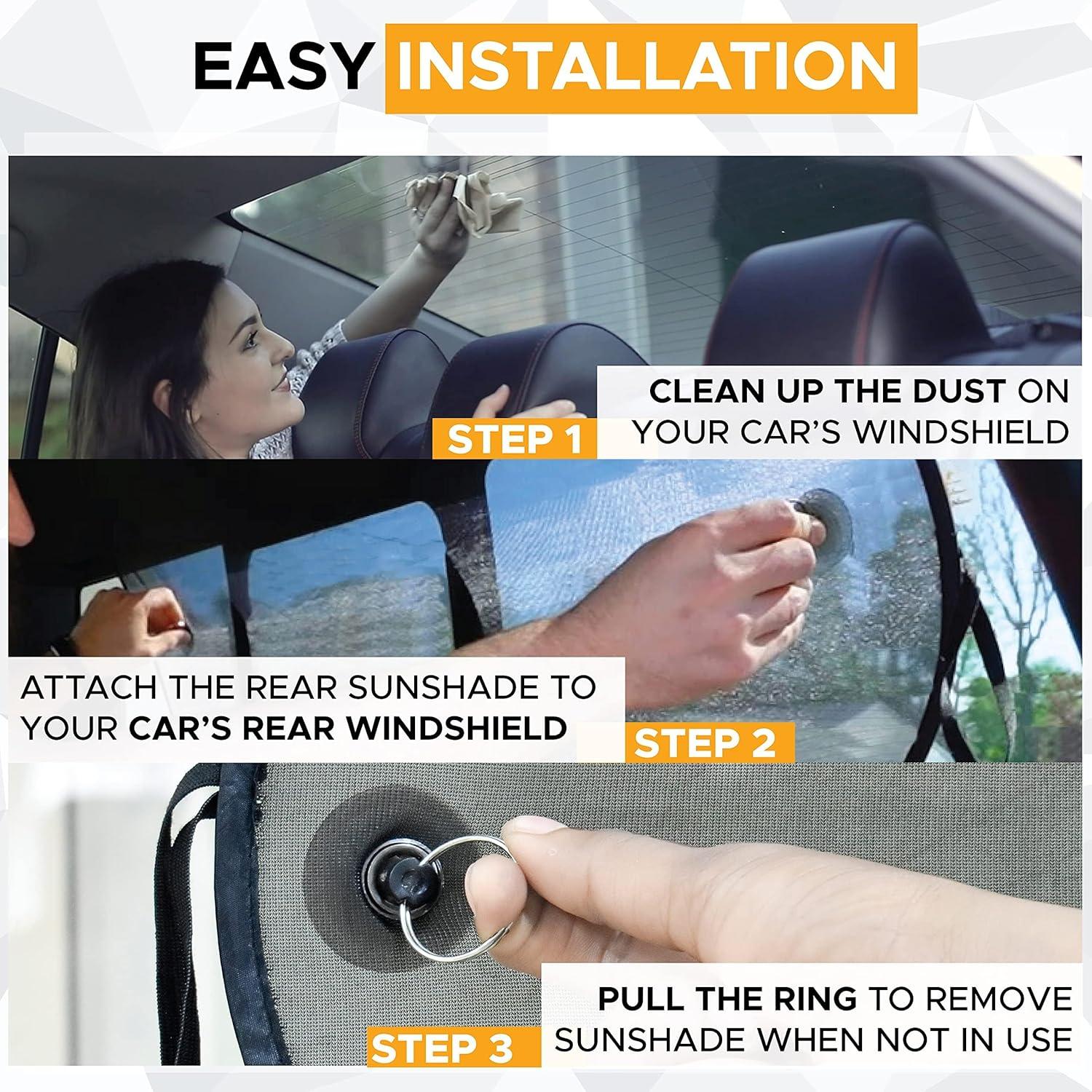 imageEcoNour Back Window Sun Shade for Car  Baby Car Shades Rear Window Sunshade with 99 Sun Protection from UV and Heat  Complete Coverage for Rear Window Sun Visor  Fits All Cars  Small 30quotx15quotMedium