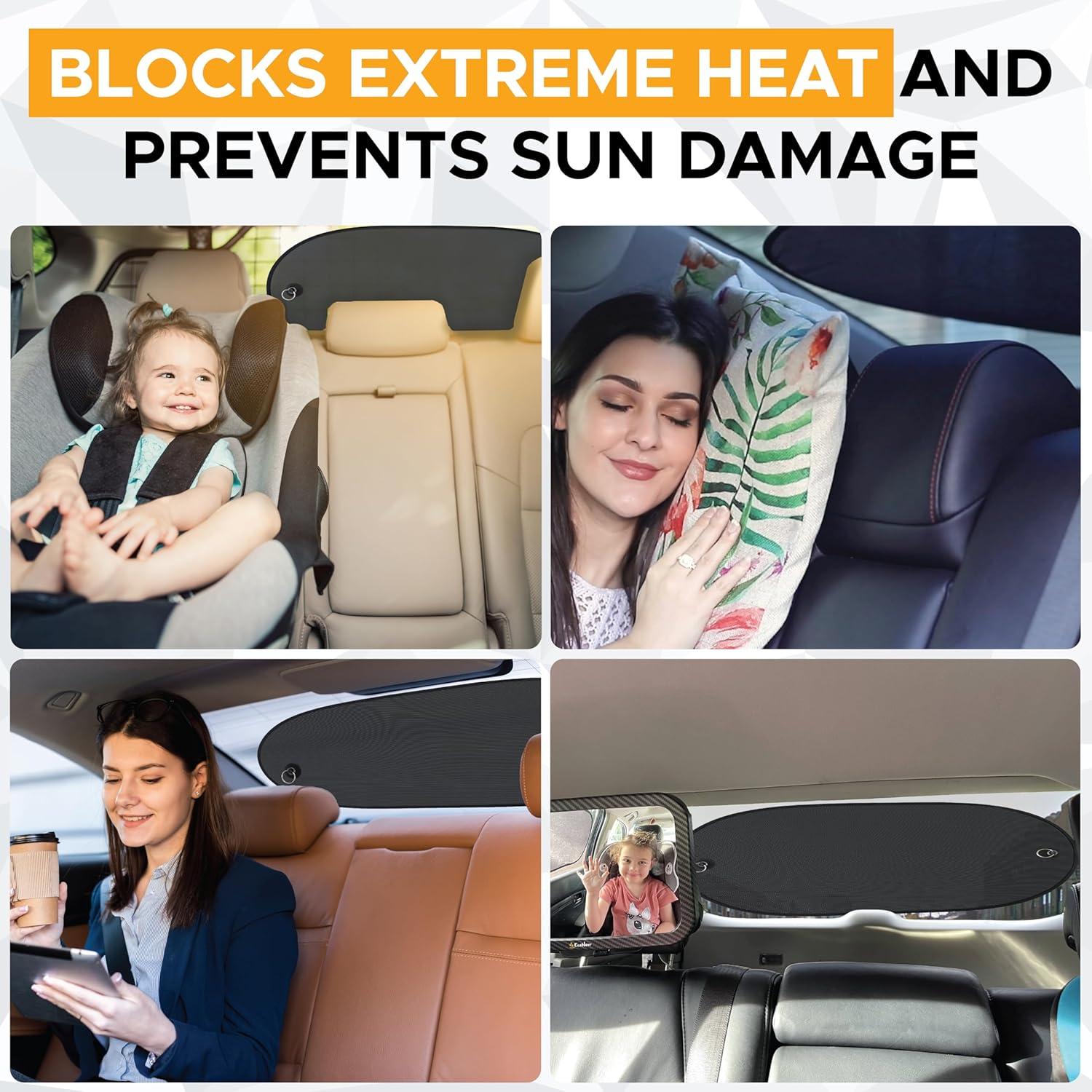imageEcoNour Back Window Sun Shade for Car  Baby Car Shades Rear Window Sunshade with 99 Sun Protection from UV and Heat  Complete Coverage for Rear Window Sun Visor  Fits All Cars  Small 30quotx15quotMedium