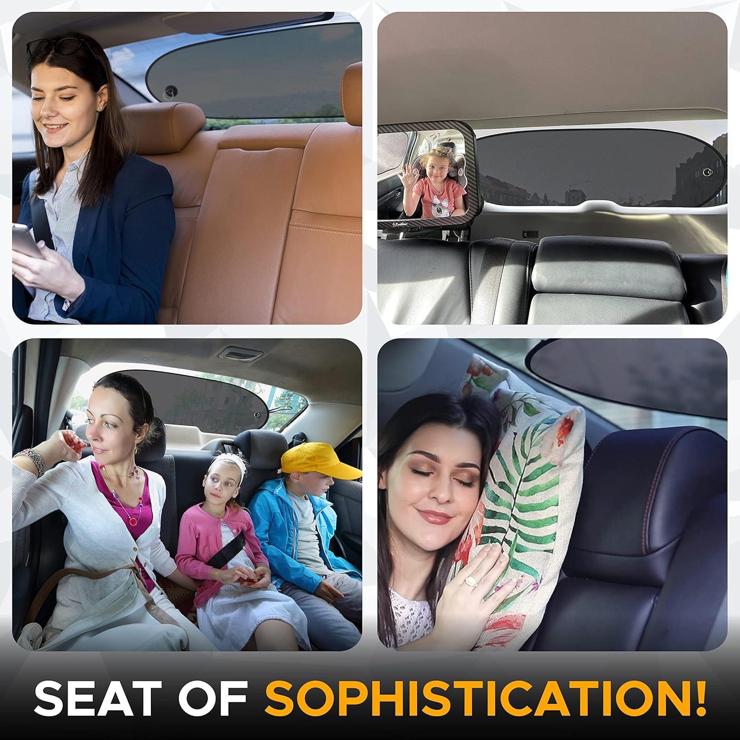imageEcoNour Back Window Sun Shade for Car  Baby Car Shades Rear Window Sunshade with 99 Sun Protection from UV and Heat  Complete Coverage for Rear Window Sun Visor  Fits All Cars  Small 30quotx15quotMedium