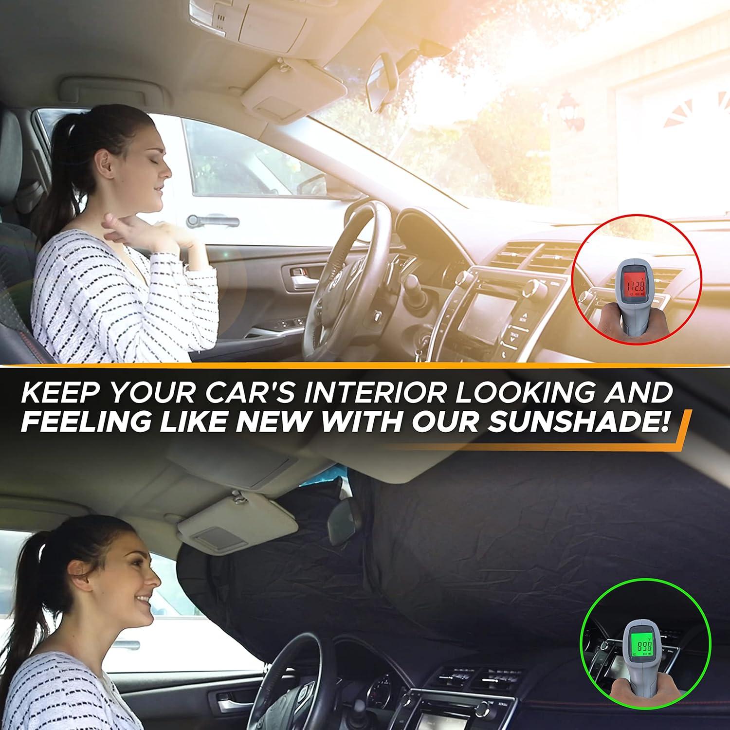 imageEcoNour Camoflage American Flag Windshield Sun Shade 240T Reflective Polyester Blocks 99 UV ampamp Heat Protection  Patriotic Car Accessory Sedans Hatchbacks Small SUVs  Universal Fit 64quot x 33quotBlack