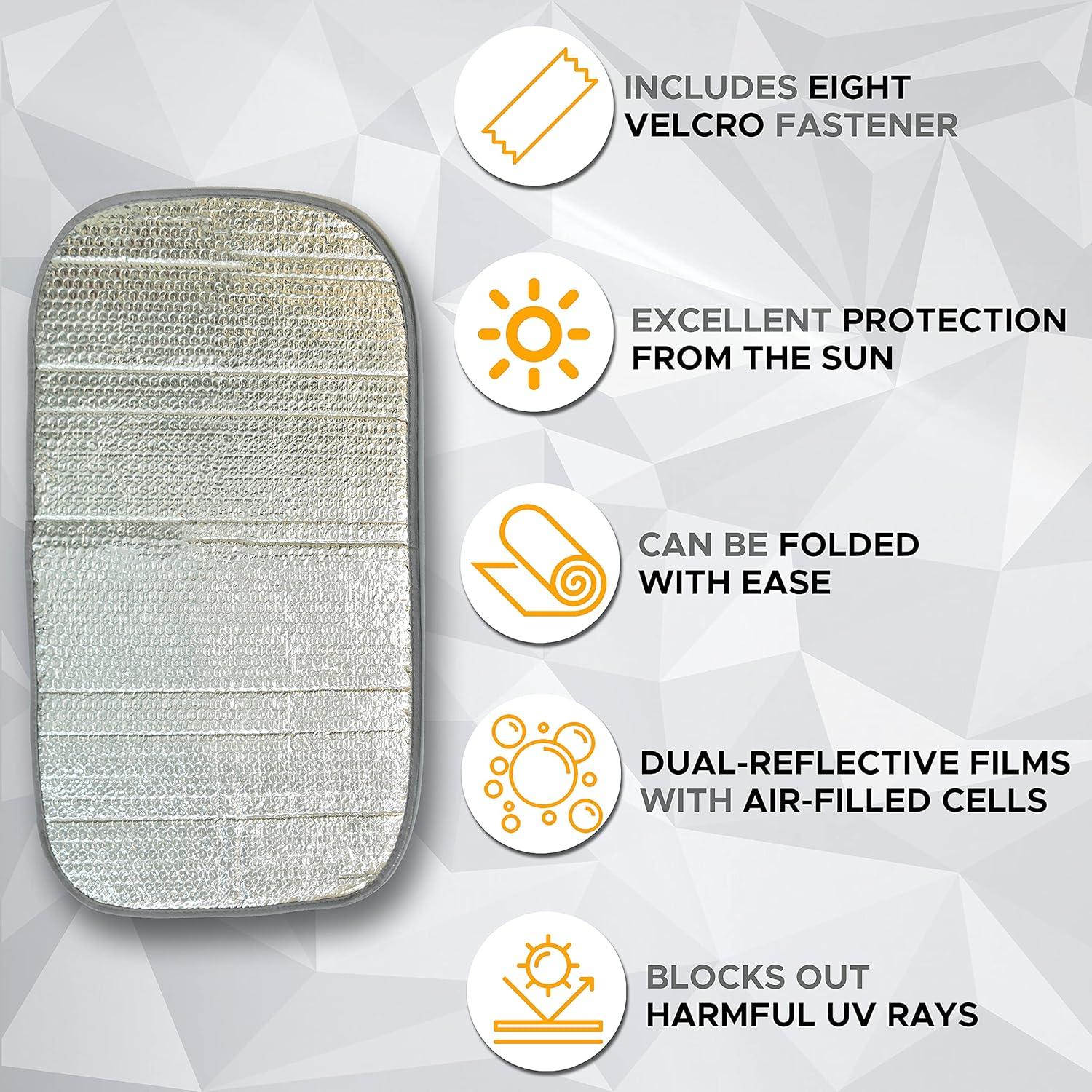imageEcoNour RV Door Window Shade 2 Pack Trailer RV Skylight Covering Total UV Protection  Foldable Window Sunshade  Blinds for Camper Windows  Camping Accessories for Travel Trailer  16quot x 25quotSilver