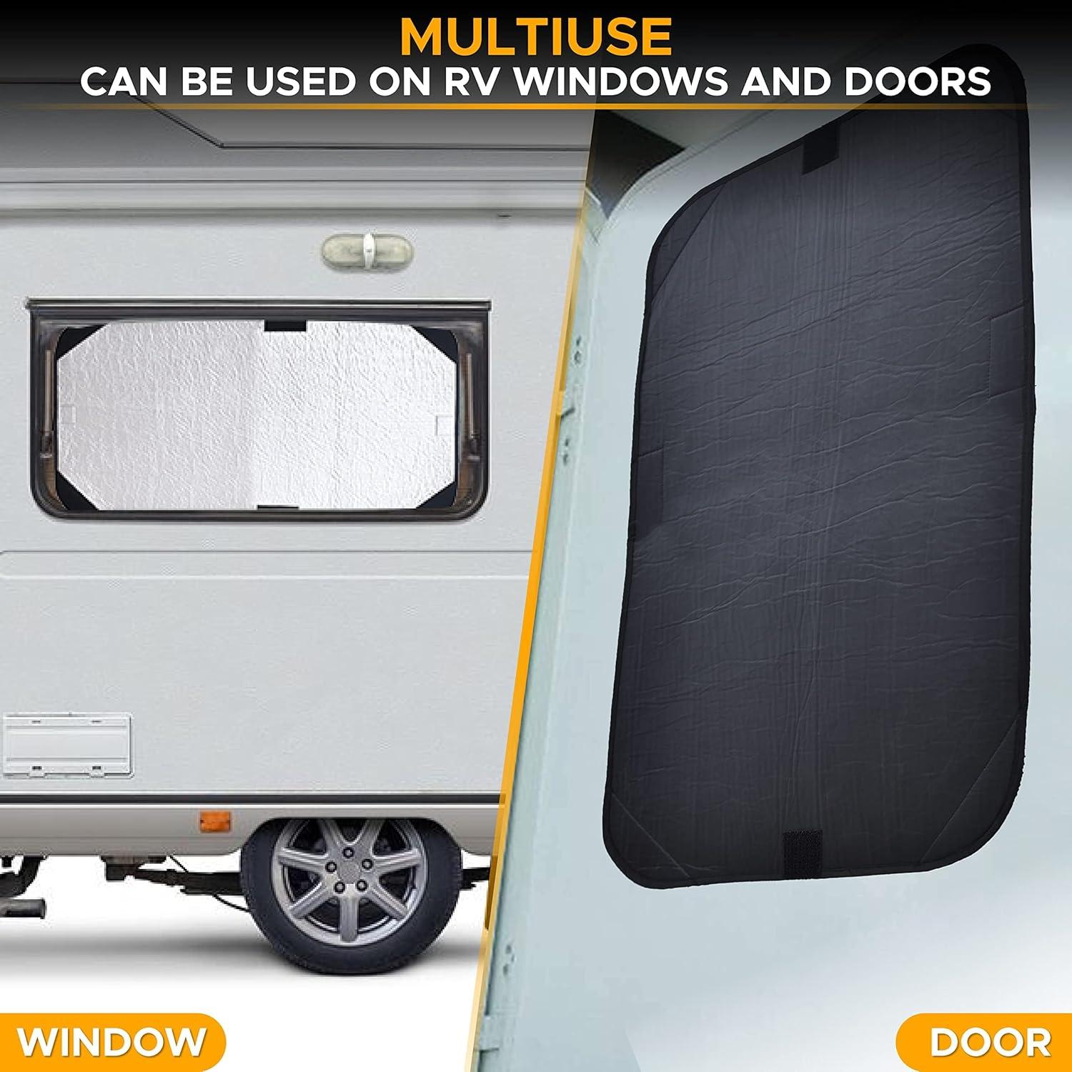 imageEcoNour RV Door Window Shade 2 Pack Trailer RV Skylight Covering Total UV Protection  Foldable Window Sunshade  Blinds for Camper Windows  Camping Accessories for Travel Trailer  16quot x 25quotblack